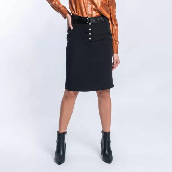 Prince Oliver Γυναικεία Φούστα Μαύρη με Ζώνη