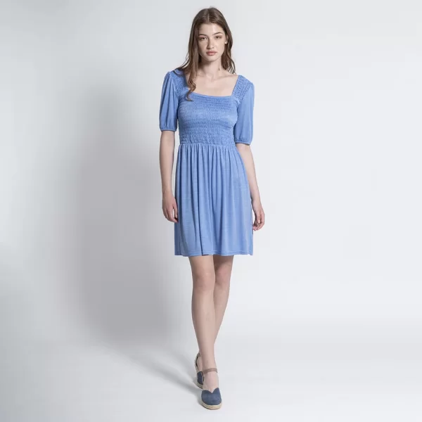 Prince Oliver Φόρεμα Μπλε Σφηκοφωλιά με Puffed Μανίκια