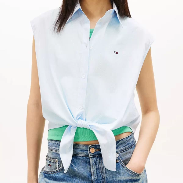 TOMMY JEANS TOMMY JEANS TJW TIE FRONT POPLIN SHIRT DW0DW22212-0A6 LightBlue