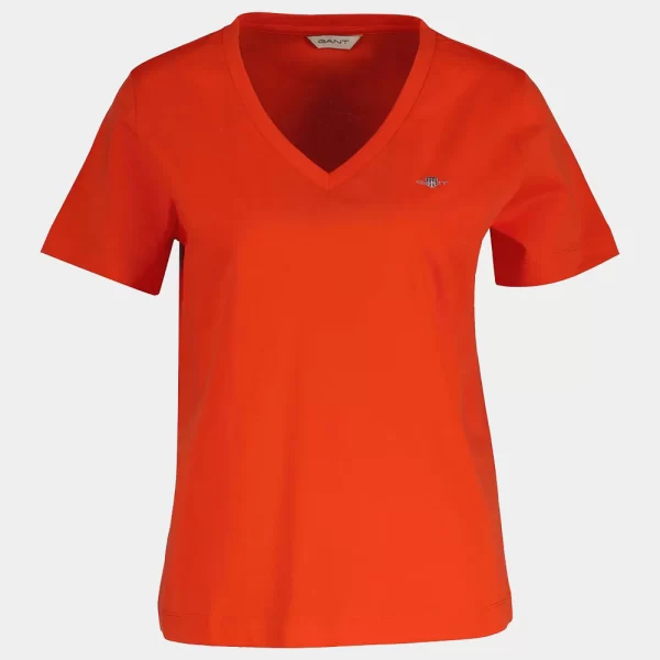 GANT GANT ΜΠΛΟΥΖΑ ΚΜ REG SHIELD SS V-NECK T-SHIRT 3GW4200750-679 OrangeRed