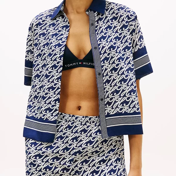 Tommy Hilfiger TOMMY HILFIGER SWIMSHOP SILK VOILE AOP SHIRT WW0WW49547-0YF NavyBlue