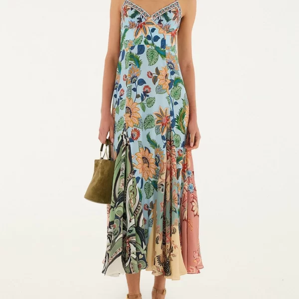 FARM RIO FARM RIO FLORAL DELHI LIGHT BLUE SLEEVELESS MAXI DRESS-FLORAL DELHI LIGHT BLUE 344231-26040 Multi