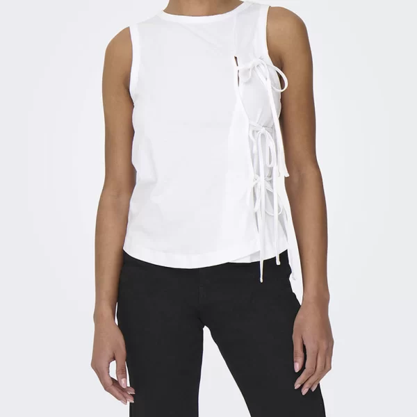 Only ONLY ONLWILL LIFE S/L TIE TOP JRS 15343430-BRIGHT WHITE White