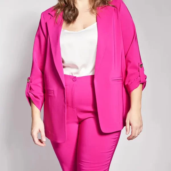 PARABITA Σακάκι κρεπ με γυριστά μανίκια 012610709393-018 Fuchsia