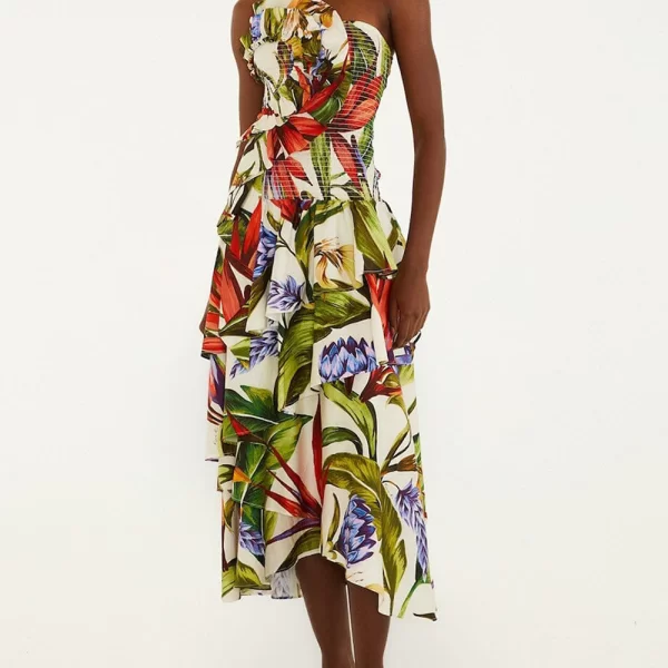 FARM RIO FARM RIO FLORART SAND STRAPLESS MAXI DRESS-FLORART SAND 349159-26044 Multi