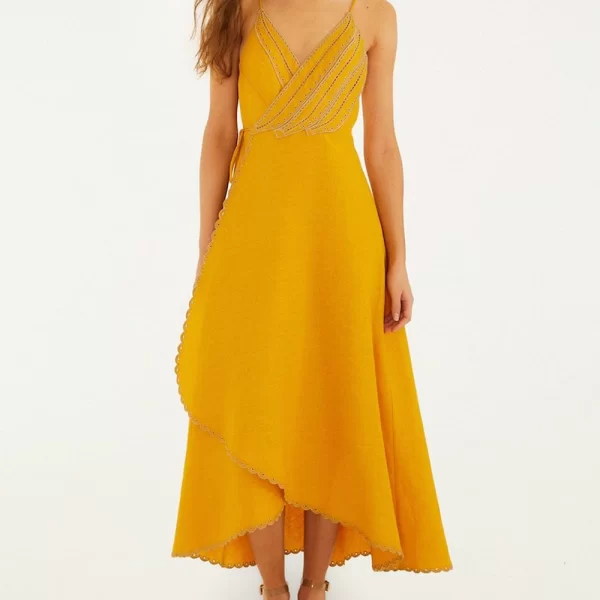 FARM RIO FARM RIO YELLOW BANANAS MAXI WRAP DRESS-YELLOW 347776-L0032 Yellow