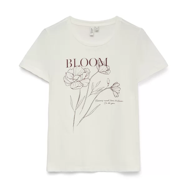 Vero Moda VERO MODA VMJILIADA S/S T-SHIRT JRS BTQ 10341107-Snow WhiteANDORRA BLOOM OffWhite