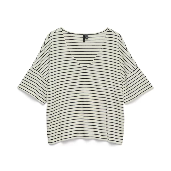 Vero Moda VERO MODA VMHOLLI 2/4 V-NECK LOOSE TOP JRS 10339732-BirchNAVY BLAZER Biege