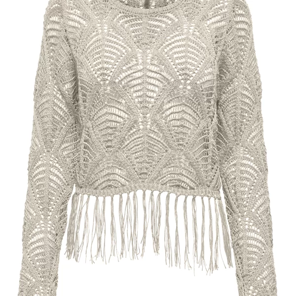 Only ONLY ONLLEONIE LS STRUCTUR FRING ONECK CC KNT 15362968-Birch Cream