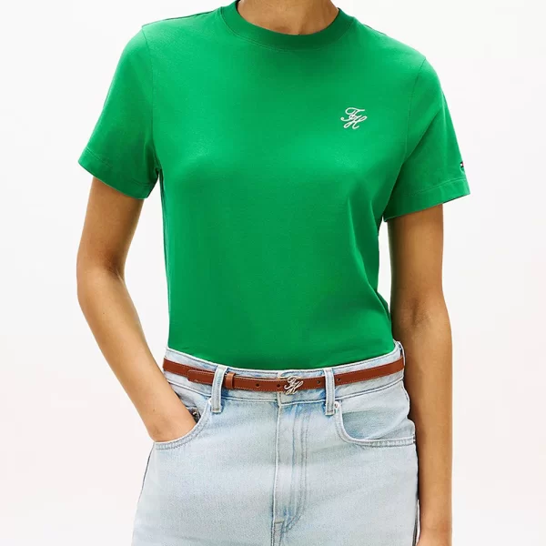 Tommy Hilfiger TOMMY HILFIGER TH SCRIPT REG C-NK SS TEE WW0WW48699-MS3 Green