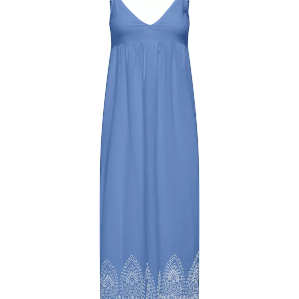 Only ONLY ONLTULUM EMB LONG STRAP DRESS WVN 15369128-Blue BonnetBRIGHT WHITE EMB Blue