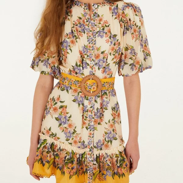 FARM RIO FARM RIO HILO STRIPES SAND MINI DRESS-HILO STRIPES SAND 353546-26056 Biege