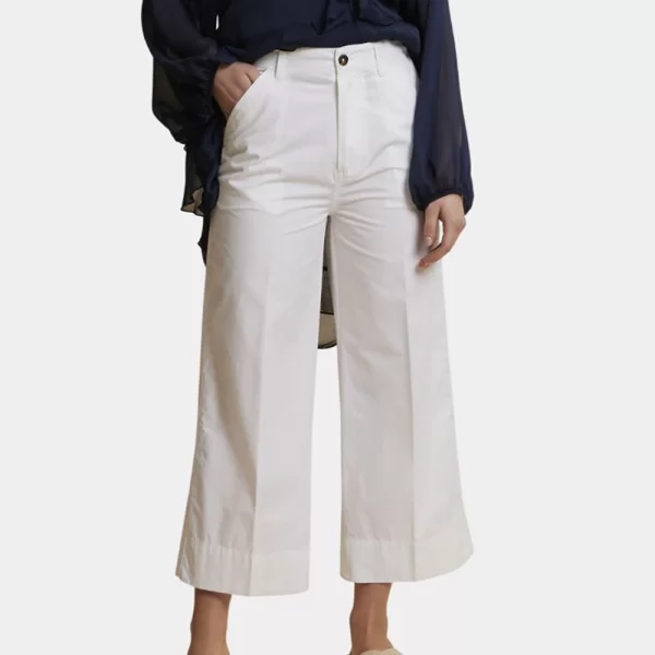 LA MARTINA LA MARTINA ΠΑΝΤΕΛΟΝΙ WOMAN WIDE LEG PANTS HD POPLIN 3LMWCT002-00001 White