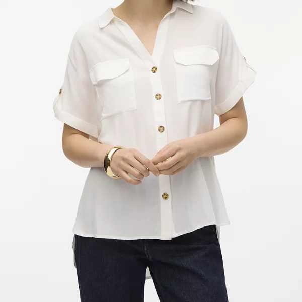 Vero Moda VERO MODA VMBUMPY SS SHIRT WVN NOOS 10310139-Snow White White