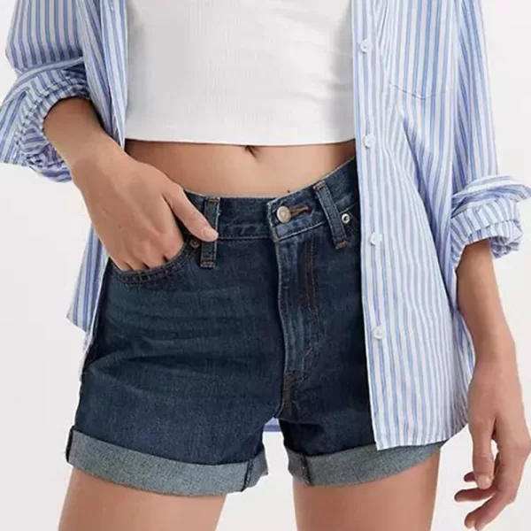 Levis LEVIS ROLLED 80S MOM SHORTS A5564-0004-0004 DenimDarkBlue