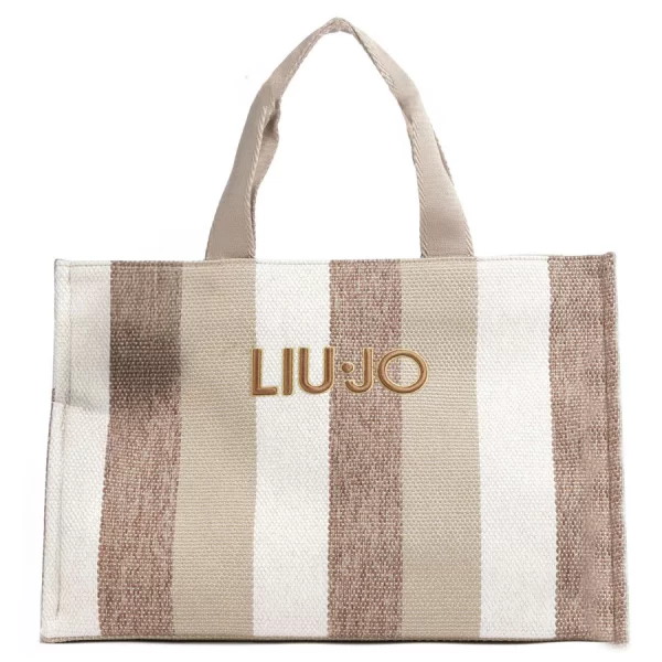 Liu Jo LIU JO μπεζ shopping bag TOTE STRIPES