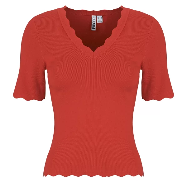 Pieces Μπλούζα Pieces PCJULINE SS V-NECK KNIT
