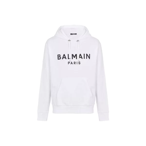 Balmain T-shirt με κουκούλα Balmain HOODIE YH1JR002 BB65 WHITE