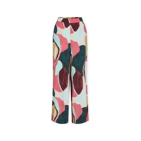 Vila Παντελόνα Vila Lulu Kai Wide Trousers - Holly Berry/Multicolor