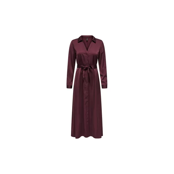 Only Φορέματα Only ONLMIKA SATIN BELTED BUTTONED LONGSLEEVE MAXI DRESS WOMEN