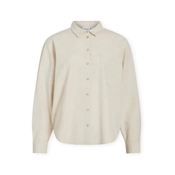 Vila Πουκάμισα Vila Noos Prisilla Loose Shirt - Super Light Natural Melan