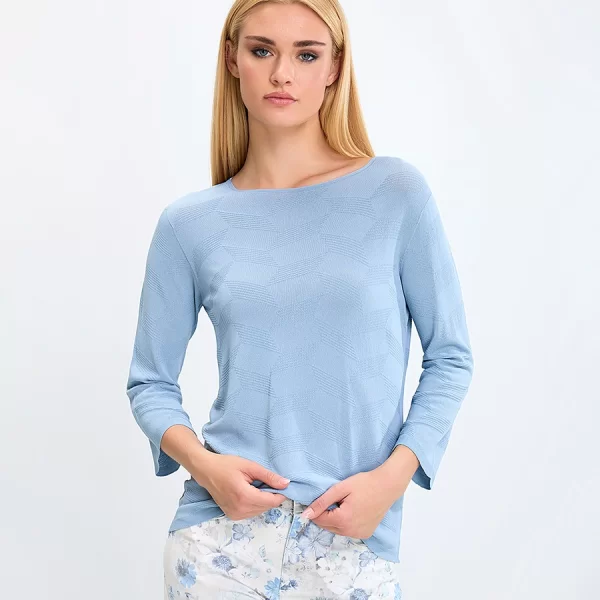 Laura Donini Γυναικεία Μπλούζα Με 3/4 Μανίκια Και Ανάγλυφη Υφή