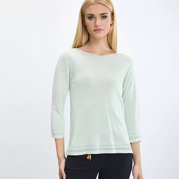 Laura Donini Γυναικεία Μπλούζα Με 3/4 Μανίκια Και Δαντελένιες Λεπτομέρειες