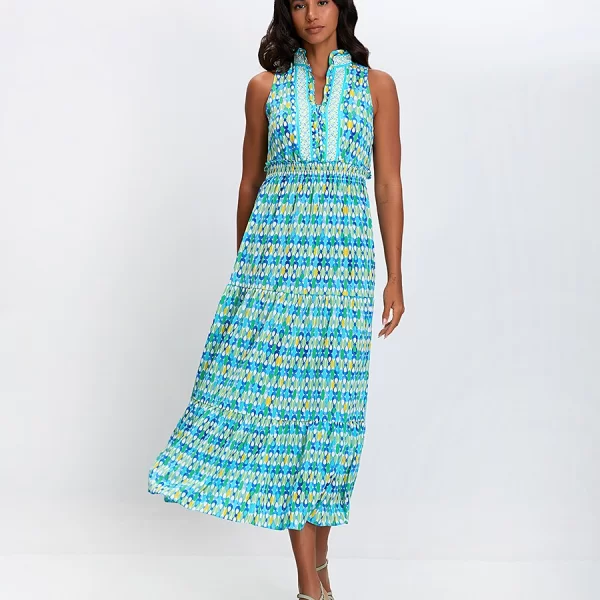 Stella Lorand Γυναικείο Midi Φόρεμα με Ψηλό Γιακά και Λάστιχο Στη Μέση Regular Fit