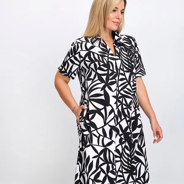 Luisa Viola Γυναικείο Σεμιζιέ Comfort Fit Βαμβακερό με Ελαστικότητα και Φλοράλ Σχέδιο Μαύρο/Λευκό