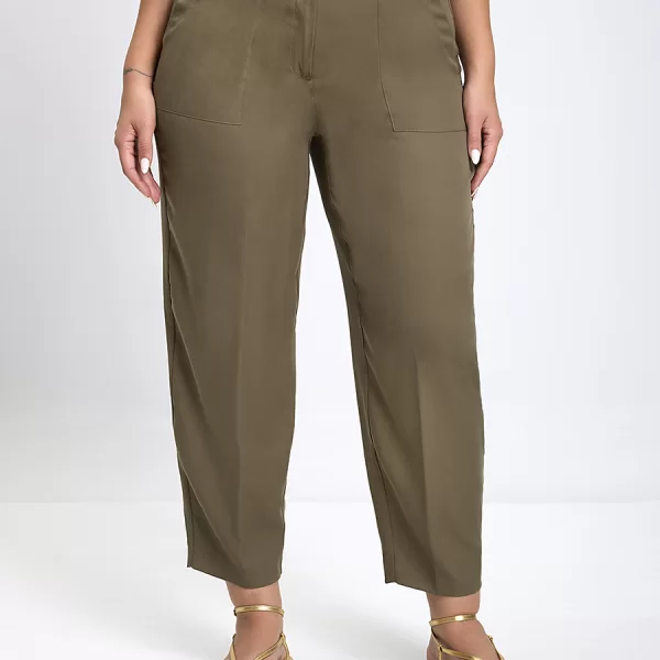 Donna Vita Γυναικείο Παντελόνι Tapered Fit Lyocell Με Ελαστική Μέση Χακί