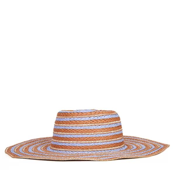 In Linea Firenze Γυναικείο Καπέλο με Φαρδύ Γείσο από Ψάθα και Ριγέ Σχέδιο