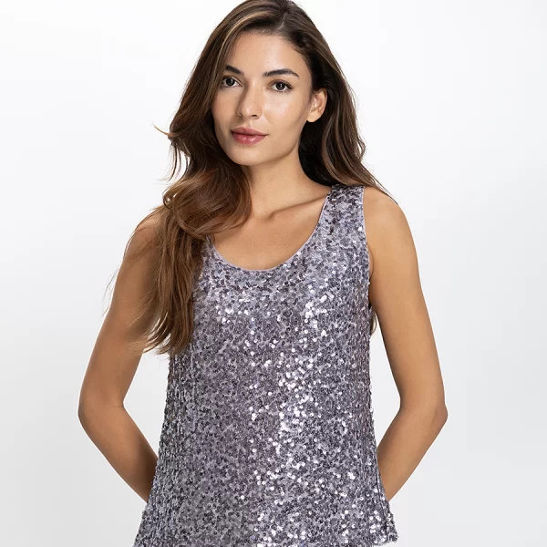 Penny Black Penny Black Γυναικείο Τοπ Slim Fit Τούλι Με Παγιέτες