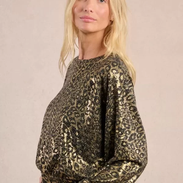 Molly Bracken Molly Bracken Γυναικείο Top Straight Fit Lame Με Animal Print