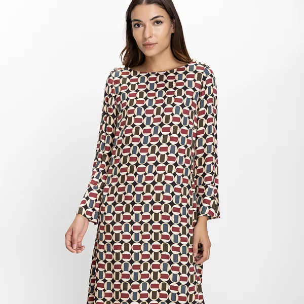 ELENA MIRÒ Elena Miro Γυναικείο Φόρεμα Regular Fit Με Γεωμετρικό Μοτίβο
