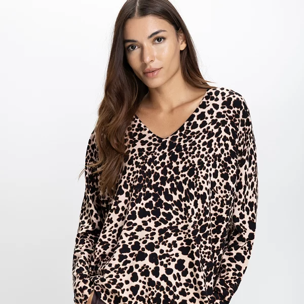 Luisa Viola Luisa Viola Γυναικεία Μπλούζα Regular Fit Με Animal Print