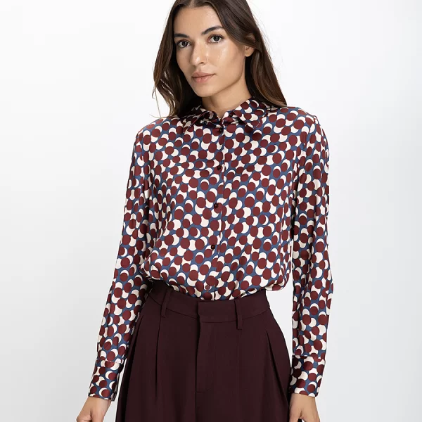 Diana D Γυναικείο Πουκάμισο Regular Fit Με Γεωμετρικό Print