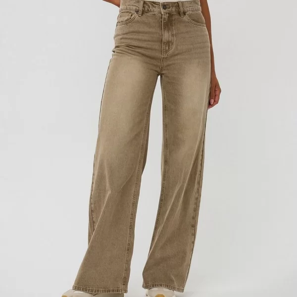 EsQualo EsQualo Γυναικείο Παντελόνι Garment Dye Βαμβακερό Wide Leg