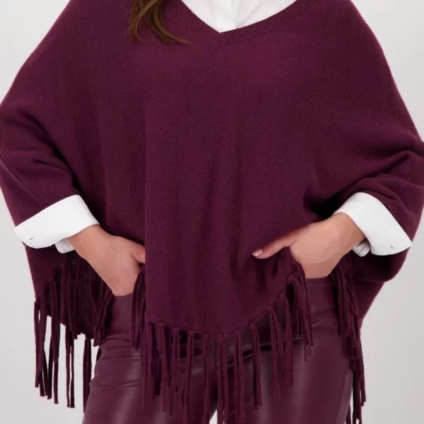 Monari Monari Γυναικεία Πλεκτή Κάπα Με Κρόσσια