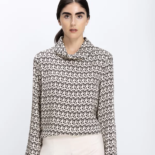 Donna Vita Γυναικείο Τοπ Regular Fit Βισκόζη Με Χαλαρό Draped Γιακά