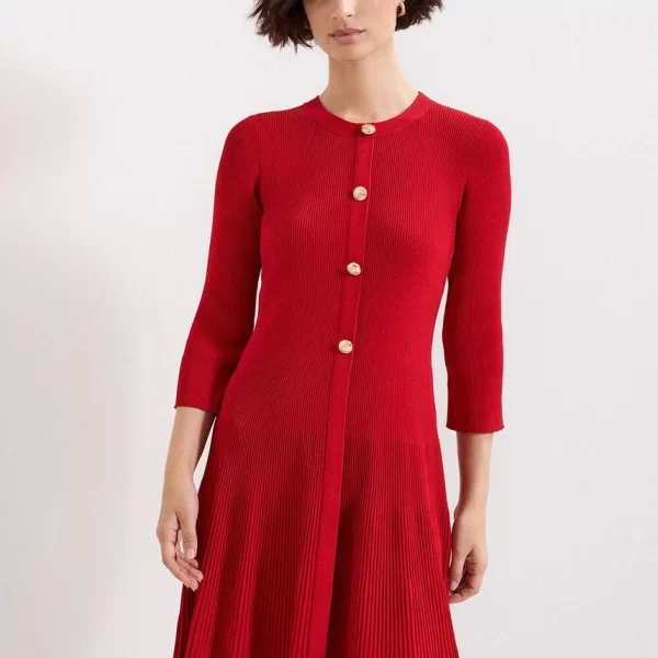 Phase Eight Phase Eight Γυναικείο Πλεκτό Φόρεμα Με Χρυσά Κουμπιά