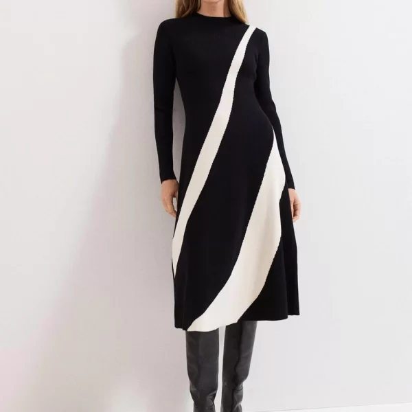 Phase Eight Phase Eight Γυναικείο Πλεκτό Φόρεμα Με Στρογγυλή Λαιμόκοψη Και Διχρωμία