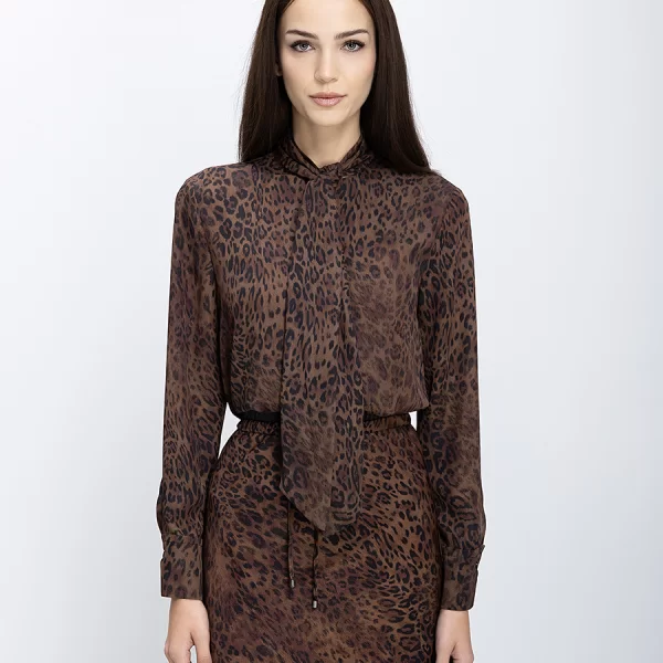 Diana D Γυναικεία Μπλούζα Με Animal Print Και Δετή Λεπτομέρεια
