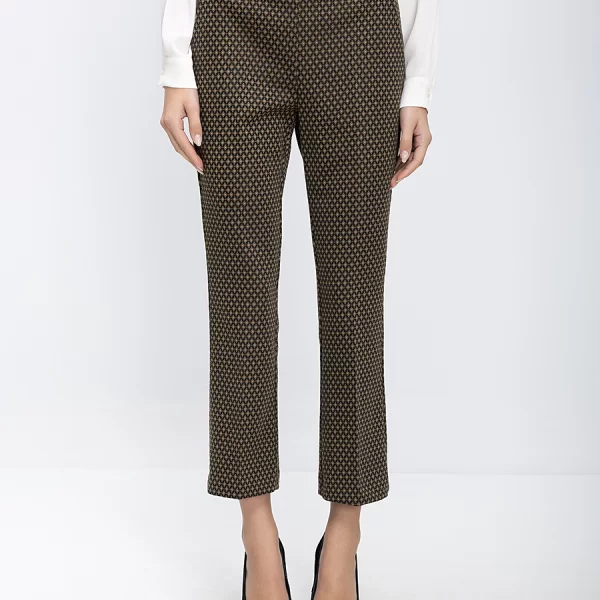 Laura Donini Γυναικείο Παντελόνι Εμπριμέ Cropped Straight Fit