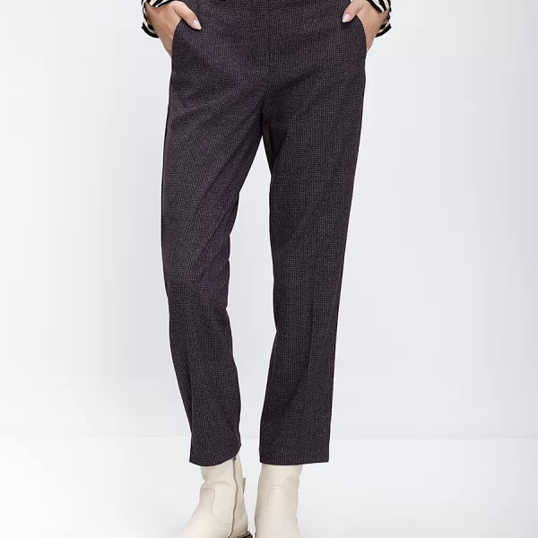 Donna Vita Γυναικείο Παντελόνι Slim Fit Σε Καρό Καφέ