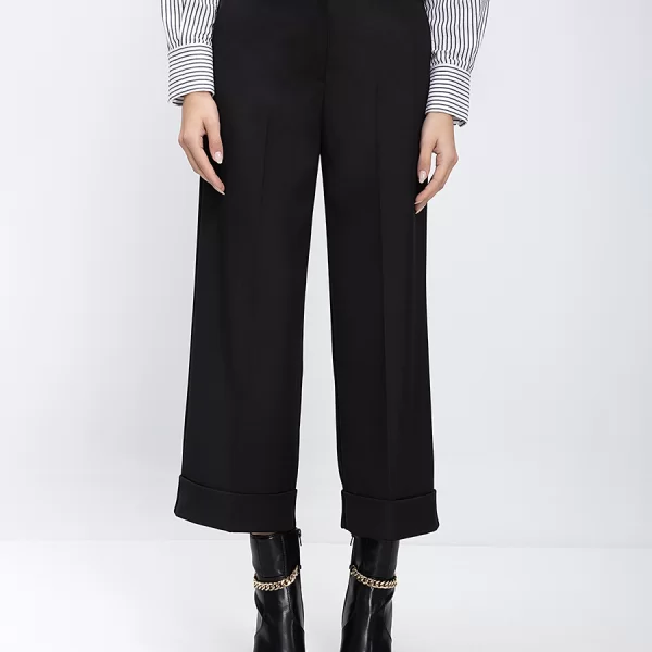 Laura Donini Γυναικείο Παντελόνι Wide Leg Cropped