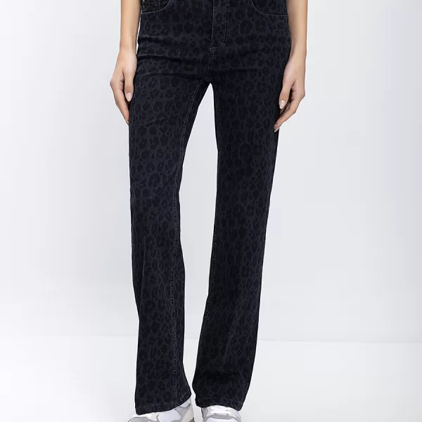 Γυναικείο Τζιν Παντελόνι Με Animal Print Straight Fit