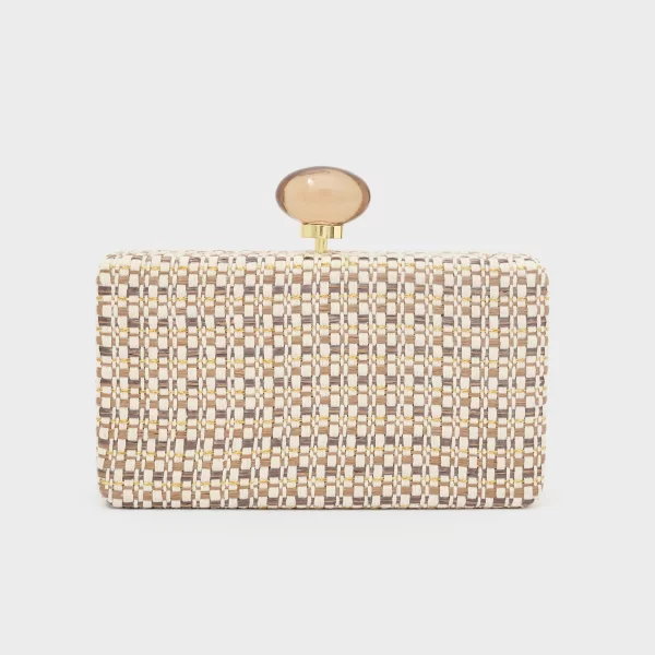 Nali Γυναικεία Clutch Τσάντα Με Πλεκτή Υφή Και Μεταλλική Αλυσίδα