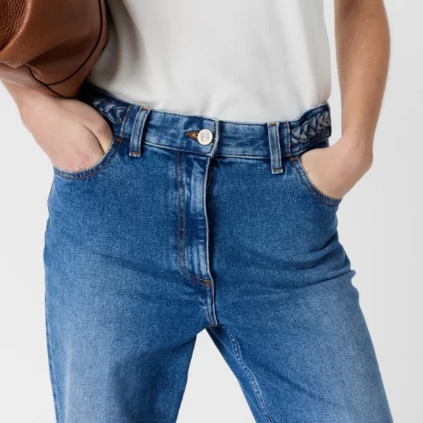 Gerard Darel Γυναικείο Παντελόνι Denim Wide Fit Με Πλεκτές Λεπτομέρειες Στη Μέση