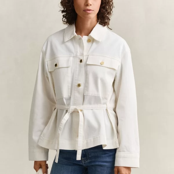 GANT Gant Γυναικείο Denim Jacket Relaxed Fit Με Ζώνη Και Τσέπες Στήθους