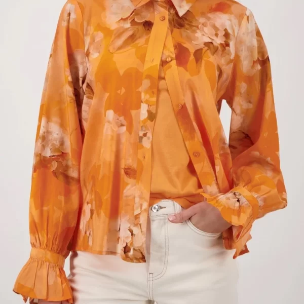 Monari Γυναικείο Πουκάμισο Με Floral Σχέδιο Και Βολάν Στα Μανίκια